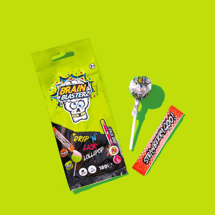 BRAIN BLASTERZ Drip ‘n’ Lick Lollipop 18g - Happy Candy UK LTD