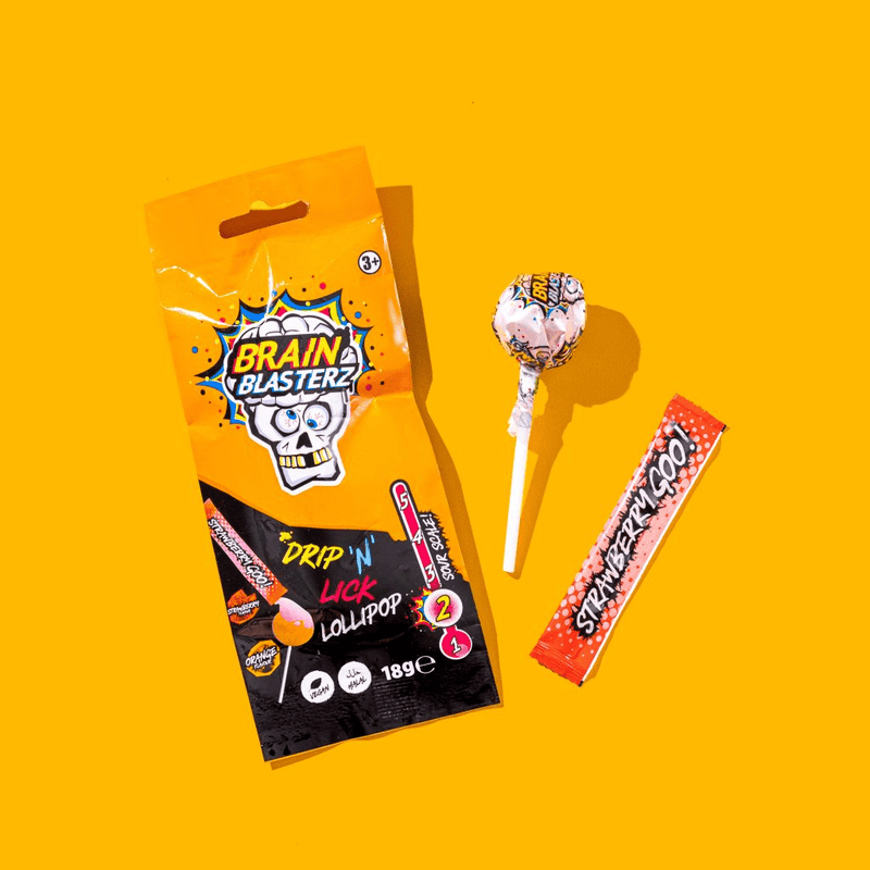 BRAIN BLASTERZ Drip ‘n’ Lick Lollipop 18g - Happy Candy UK LTD