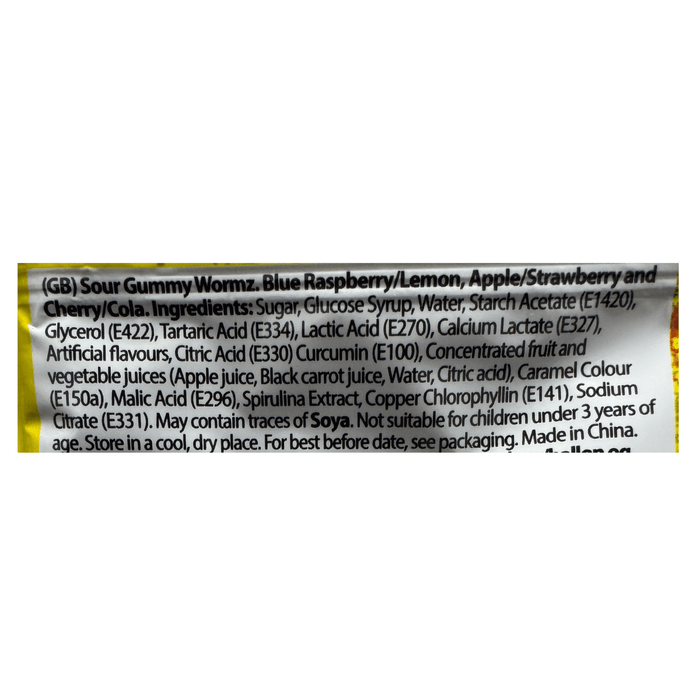 BRAIN BLASTERZ Sour Wormz 100g - Happy Candy UK LTD