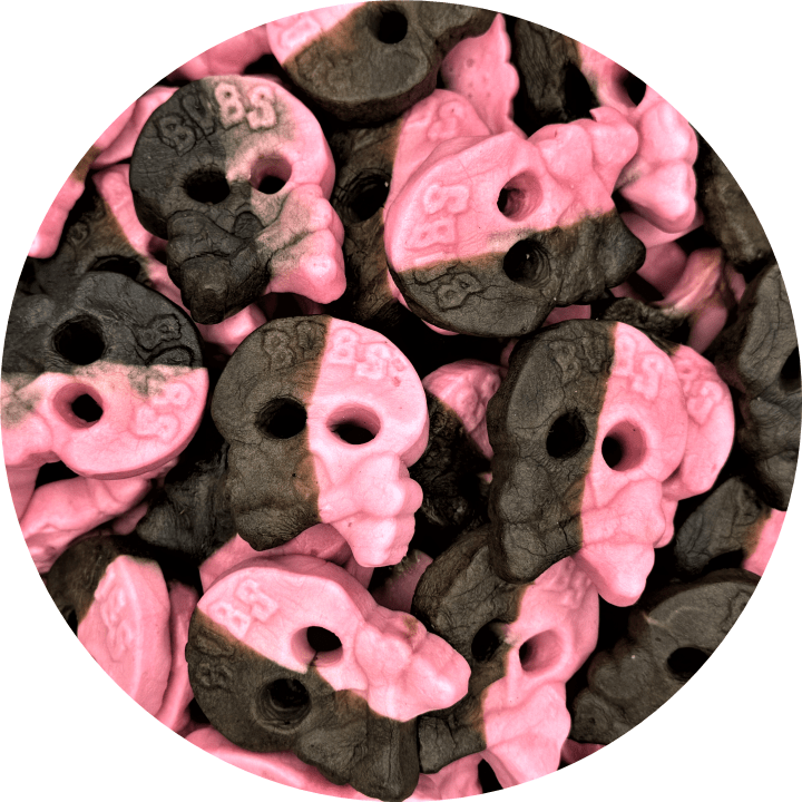 BUBS Foam Raspberry and Liquorice Skulls - Happy Candy UK LTD