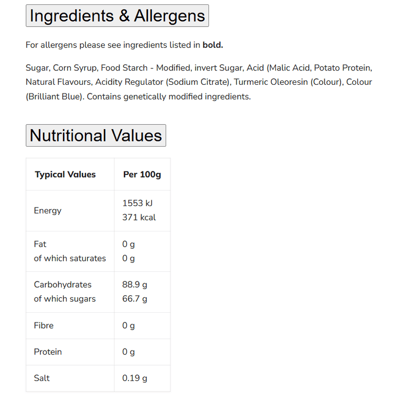 Bubs Sour Diamond Tutti Frutti (USA) 156g