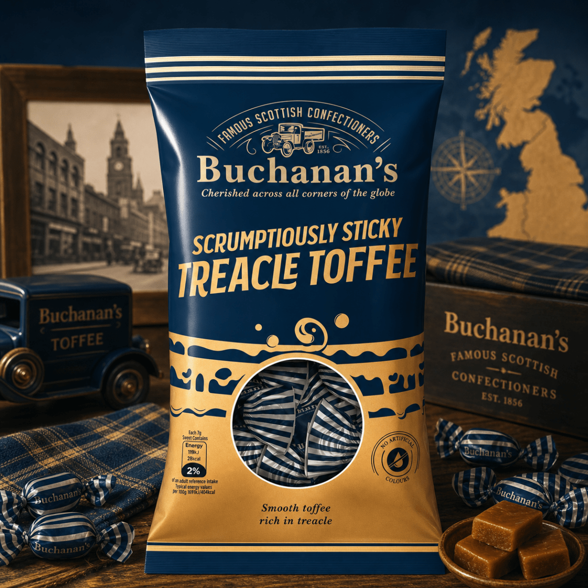 Buchanan's Scrumptiously Sticky Treacle Toffee Bag 120g — Happy Candy ...