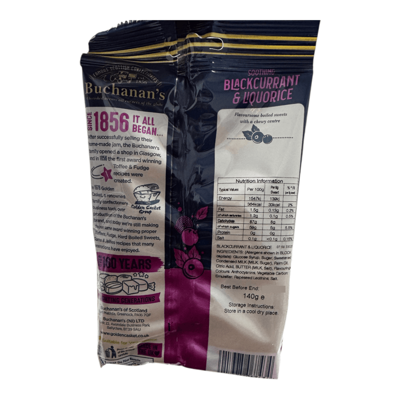 Buchanan's Soothing Blackcurrant & Liquorice Bag 140g