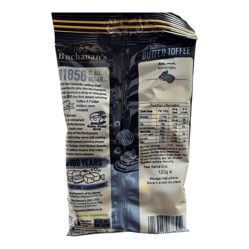 Buchanan's Traditional Real Butter Toffee Bag 120g