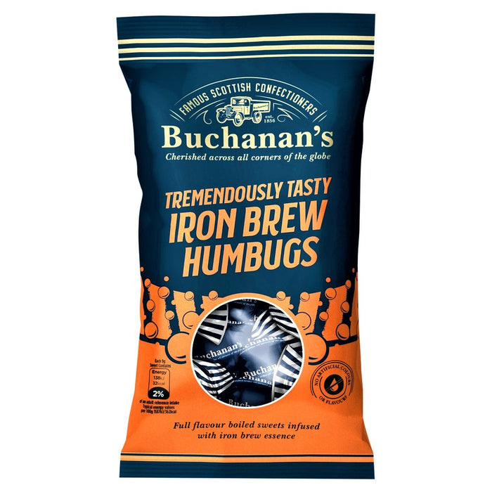 Buchanan's Tremendously Tasty Iron Brew Humbugs Bags 140g - Happy Candy UK LTD