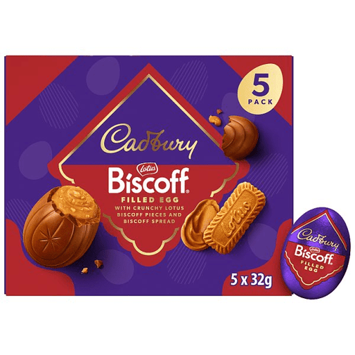 Cadbury Biscoff Filled Chocolate Eggs Multipack 160g (5 x 32g)