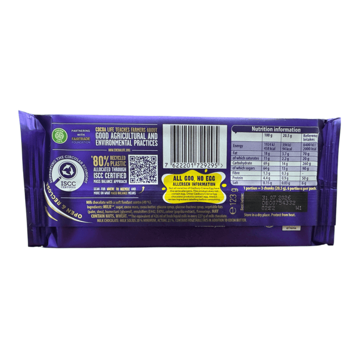 Cadbury Creme Egg Bar 123g