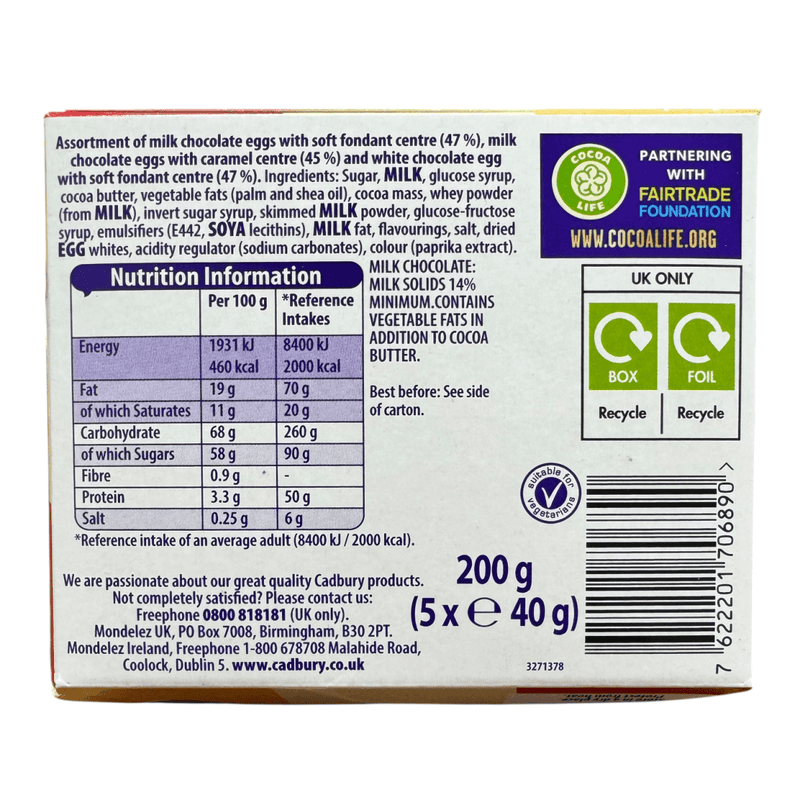Cadbury Creme Egg Chocolate Mixed 5 Pack Multipack 200g