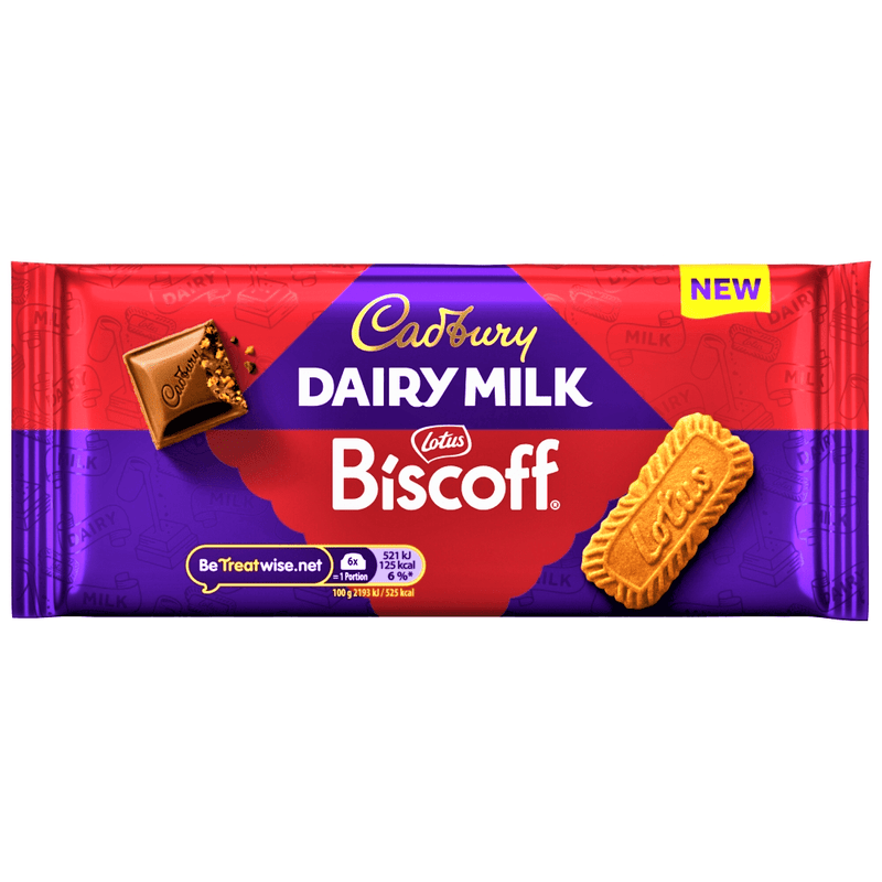 Cadbury Dairy Milk BISCOFF Biscuit Chocolate Bar 95g - Happy Candy UK LTD
