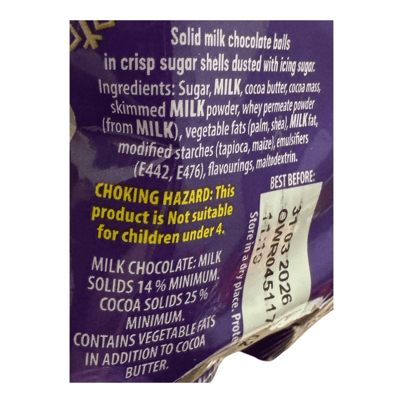 Cadbury Dairy Milk Chocolate Mini Snow Balls Bag 74g