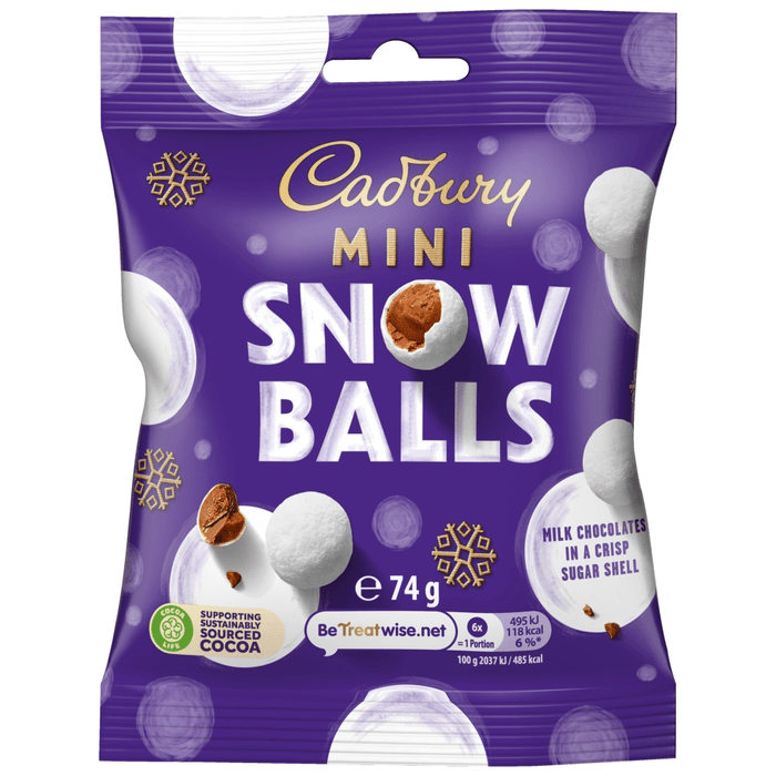 Cadbury Dairy Milk Chocolate Mini Snow Balls Bag 74g