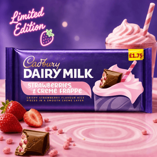 Cadbury Dairy Milk Strawberries & Creme Frappe Chocolate Bar 115g