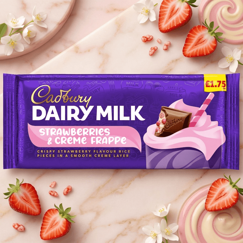 Cadbury Dairy Milk Strawberries & Creme Frappe Chocolate Bar 115g