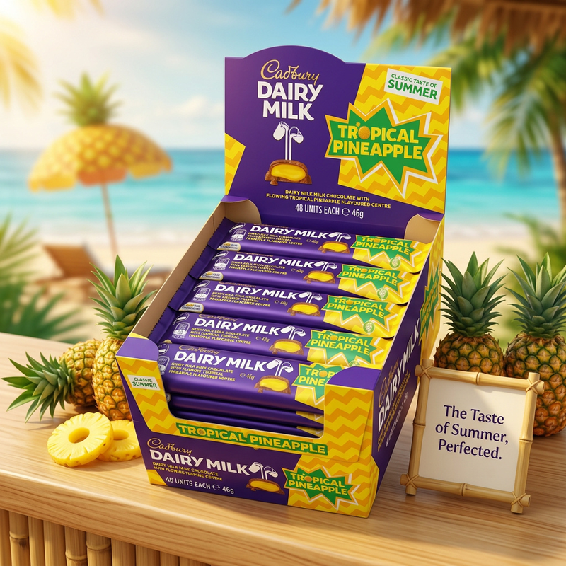 Cadbury Dairy Milk TROPICAL PINEAPPLE (AUSTRALIA) BULK RETAIL BOX 48x46g