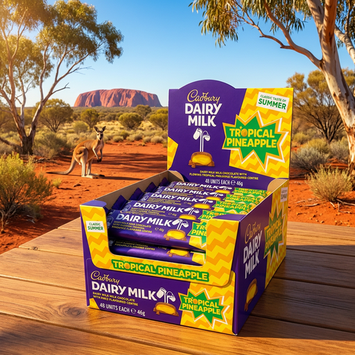 Cadbury Dairy Milk TROPICAL PINEAPPLE (AUSTRALIA) BULK RETAIL BOX 48x46g