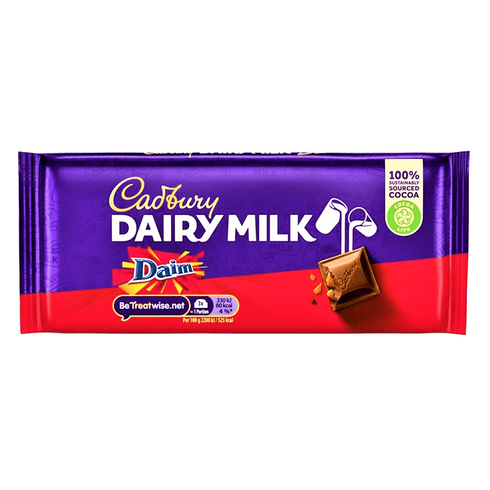 Cadbury Dairy Milk With Daim Chocolate Bar 120g - Happy Candy UK LTD