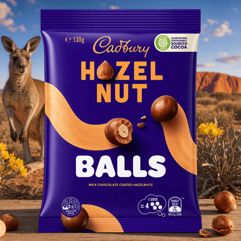 Cadbury HAZELNUT Milk Chocolate Balls Bag (AUSTRALIA) 130g