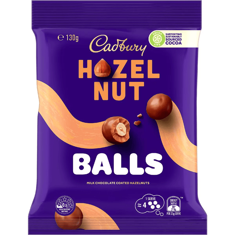 Cadbury HAZELNUT Milk Chocolate Balls Bag (AUSTRALIA) 130g