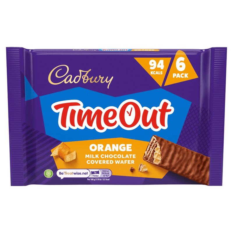 Cadbury Timeout ORANGE Milk Chocolate Covered Wafer 6 Pack 108g - Happy Candy UK LTD