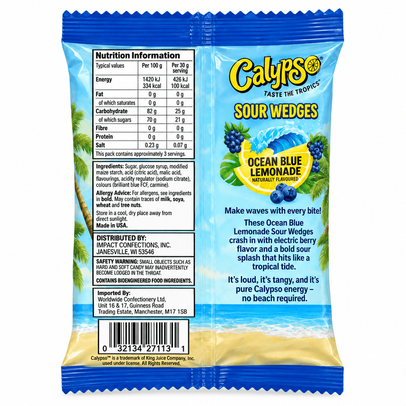 Calypso Sour Wedges Ocean Blue Lemonade (USA) 127g