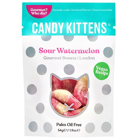 Candy Kittens Sour Watermelon Vegan Gourmet Sweets 54g - Happy Candy UK LTD