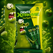 Chewits XTREME Extremely Sour Apple Chews Multipack (3x34g)