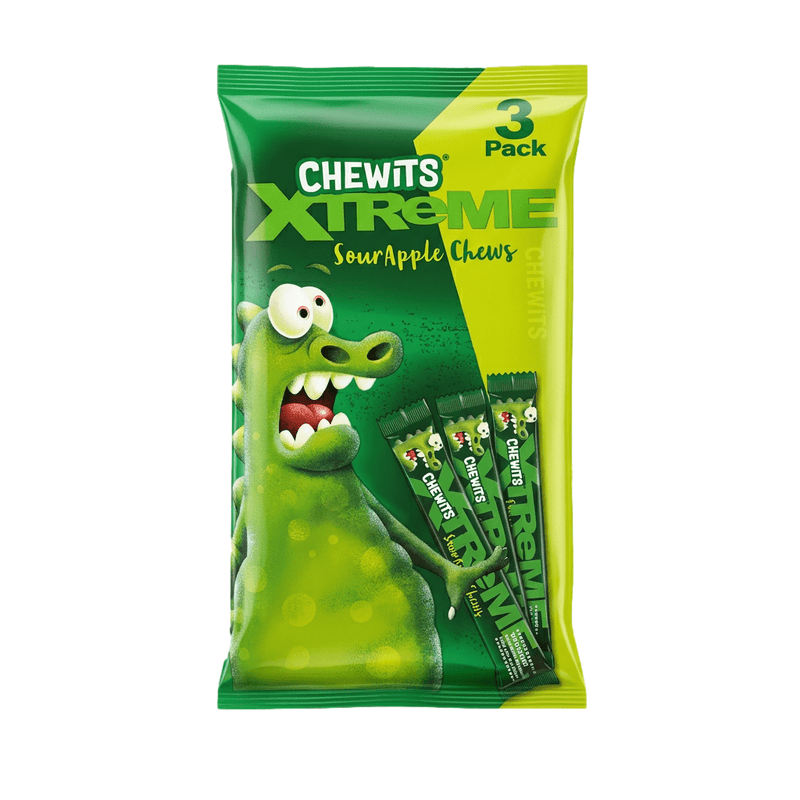 Chewits XTREME Extremely Sour Apple Chews Multipack (3x34g)