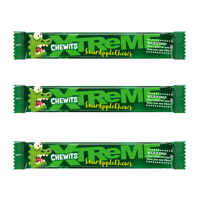 Chewits XTREME Extremely Sour Apple Chews Multipack (3x34g)