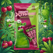 Chewits XTREME Extremely Sour Cherry Chews Multipack (3x34g)