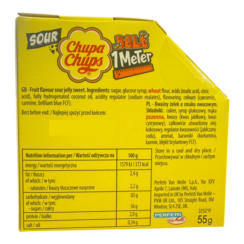 Chupa Chups 1 Metre Sour Belt 55g