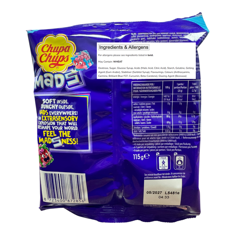 Chupa Chups MADS Berries Share Bag (IMPORT) 115g