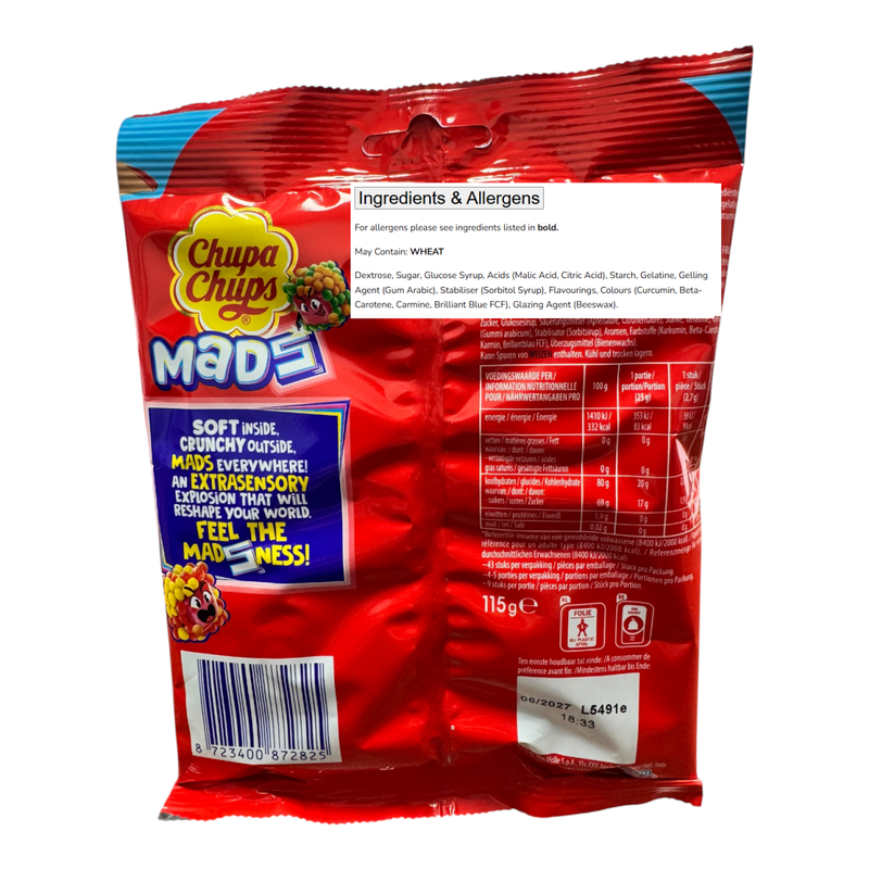 Chupa Chups MADS Fruits Share Bag (IMPORT) 115g