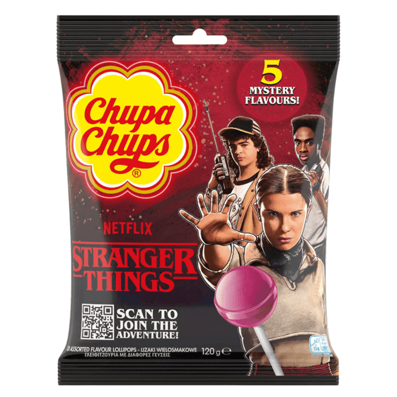 Chupa Chups STRANGER THINGS 5 Flavours Lollipops Share Bag 120g - Happy Candy UK LTD