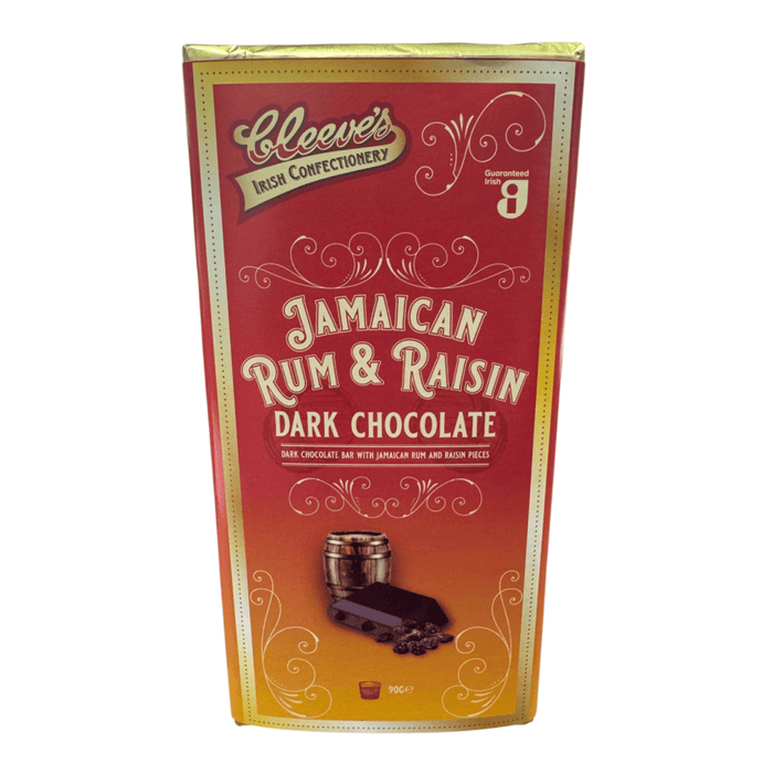 Cleeve's Jamaican Rum & Raisin Dark Chocolate Bar 90g - Happy Candy UK LTD