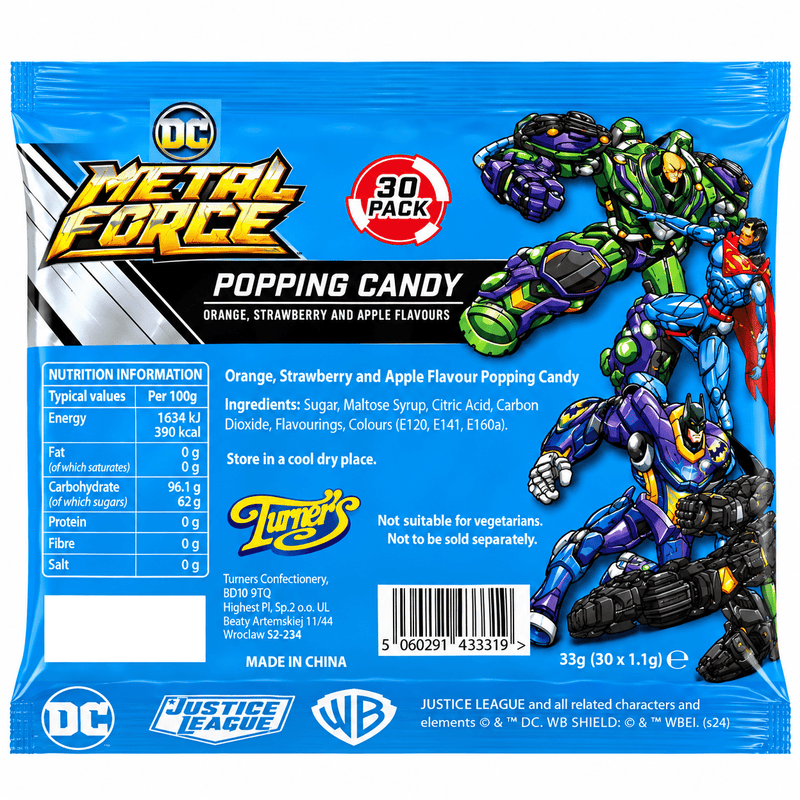 DC METAL FORCE Popping Candy 30 Pack (30x1.1g) 33g