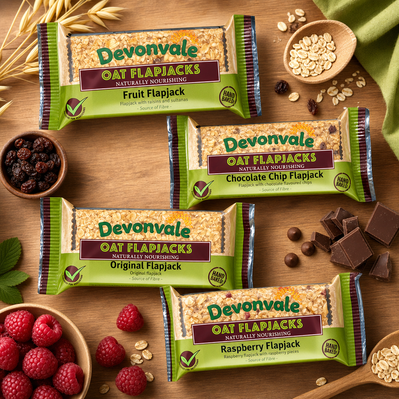 Devonvale Hand Baked Oat Flapjacks 4 Pack Selection 4x90g