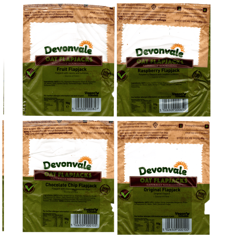 Devonvale Hand Baked Oat Flapjacks 4 Pack Selection 4x90g