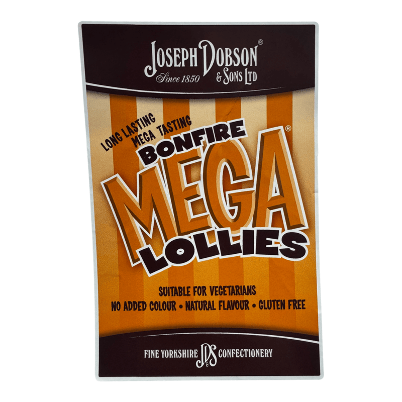 Dobsons BONFIRE TOFFEE Mega Lollies INDIVIDUALLY WRAPPED 5 Pack - Happy Candy UK LTD