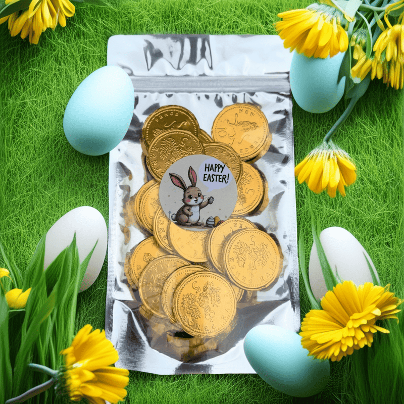 Easter Bunny Gold Milk Chocolate Coins 20 Pack - Happy Candy UK LTD