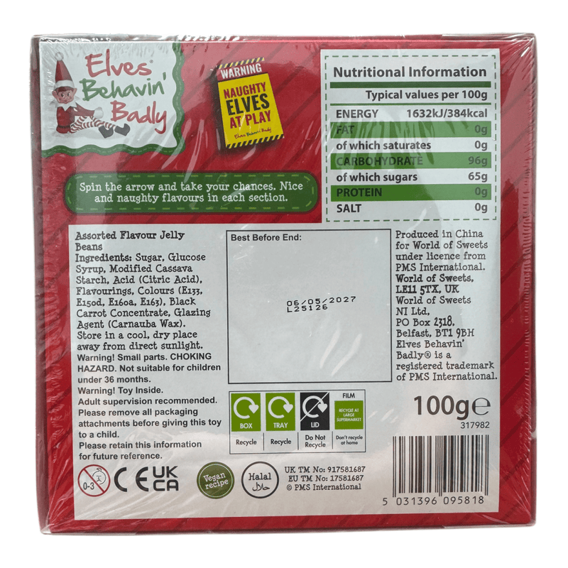 Elves Behavin' Badly Naughty or Nice Jelly Bean Game 100g