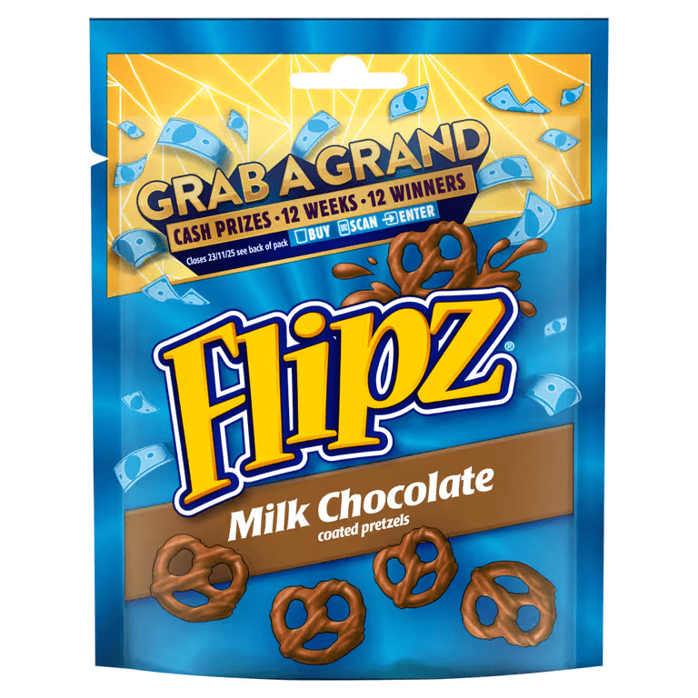 Flipz Milk Chocolate Coated Pretzel Snacks 90g