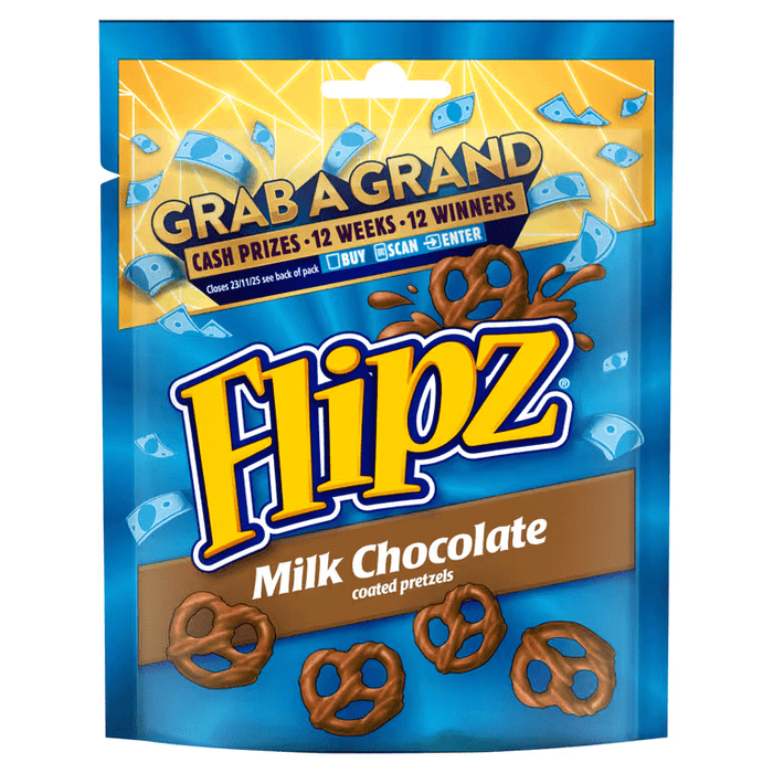Flipz Milk Chocolate Coated Pretzel Snacks 90g