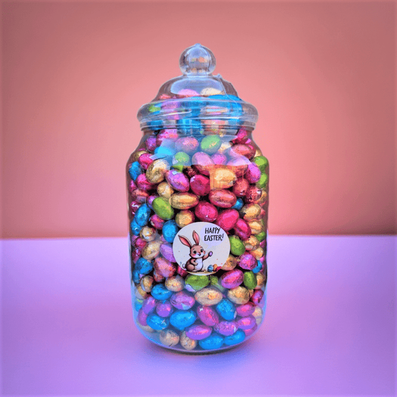 Foil Wrapped EASTER Mini Eggs Jar (500 Eggs 2.7kg) - Happy Candy UK LTD