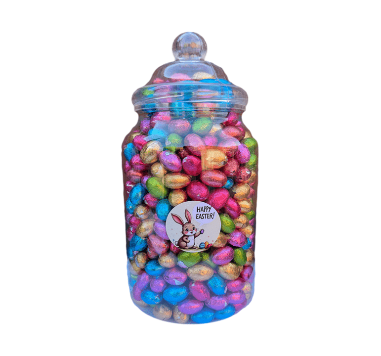 Foil Wrapped EASTER Mini Eggs Jar (500 Eggs 2.7kg) - Happy Candy UK LTD