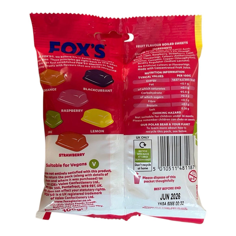 Fox's Glacier Fruits Share Bag 100g - Happy Candy UK LTD