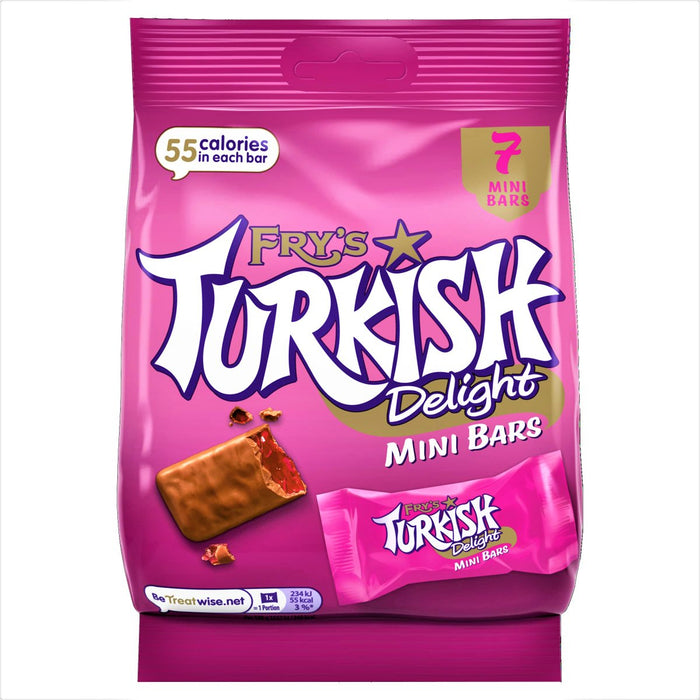 Fry's Turkish Delight Mini Chocolate Bars 105g (Pack of 7) - Happy Candy UK LTD