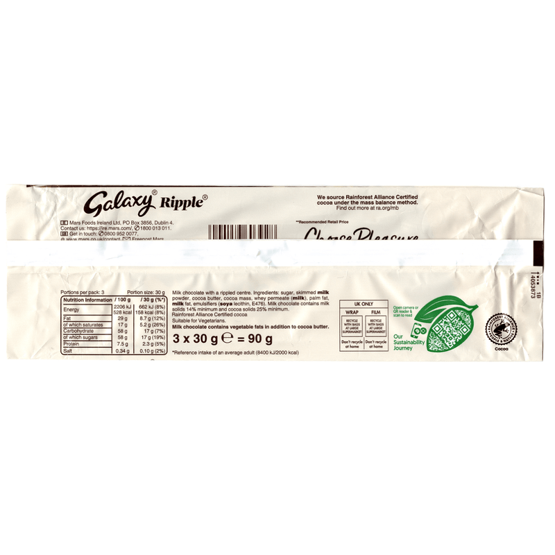 Galaxy Ripple Milk Chocolate Bars Multipack (90g)