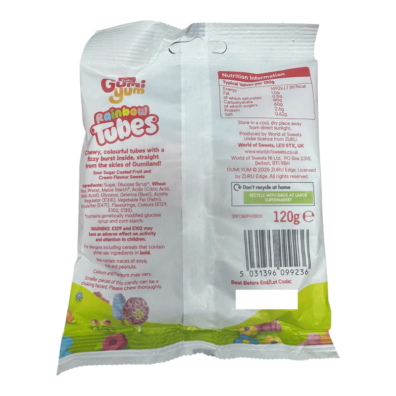 Gumi Yum Rainbow Tubes Candy Bag 120g