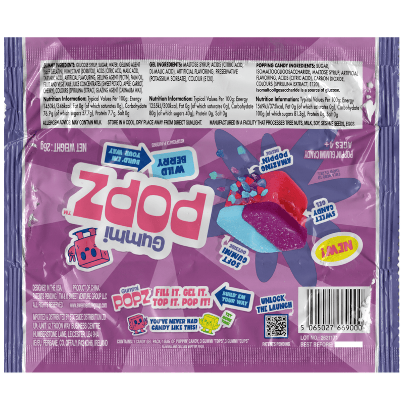 Gummi POPZ WILD BERRY Build-Your-Own Gummy, Gel & Popping Candy Kit 26g