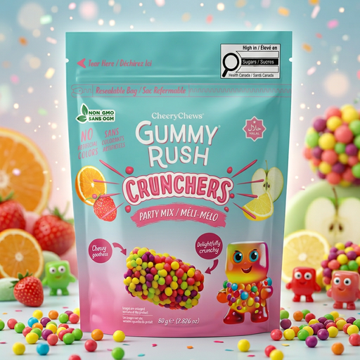 Gummy Rush Crunchers Mixed Fruit Party Mix Pouch 80g